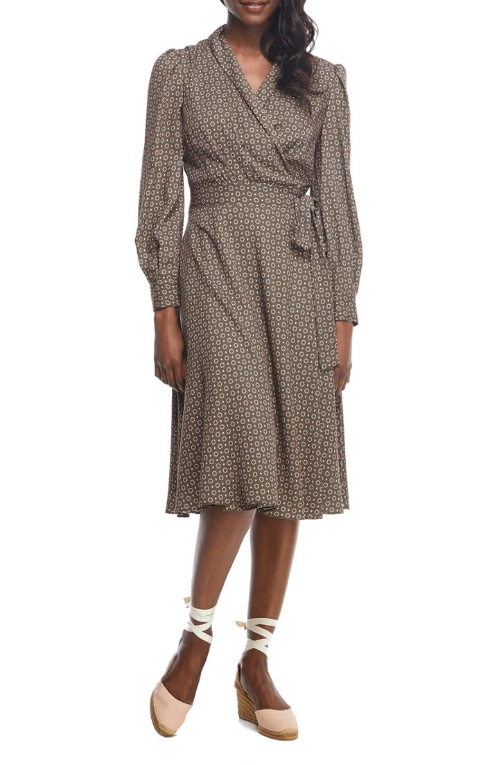 Women's Gal Meets Glam Collection Darcy Shawl Collar Faux Wrap Dress (similar To 14w) - Green