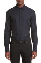 Men's Emporio Armani Regular Fit Diamond Woven Sport Shirt - Blue