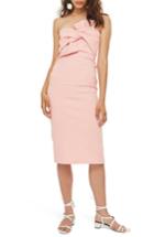 Women's Topshop Bow Twist Textured Midi Dress Us (fits Like 0) - Pink
