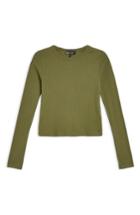 Women's Topshop Long Sleeve Tee Us (fits Like 10-12) - Green