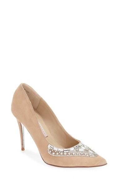 Women's Kristin Cavallari 'dani' Embellished Pointy Toe Pump M - Beige