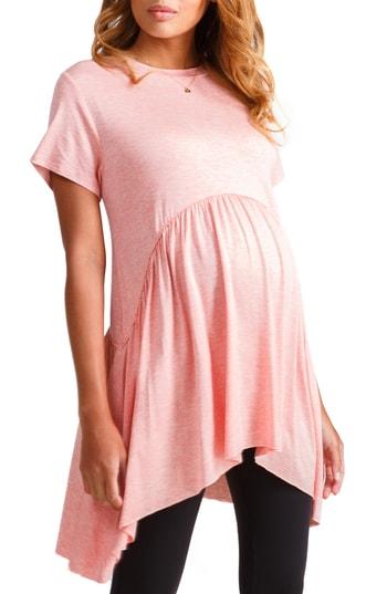 Women's Ingrid & Isabel Handkerchief Hem Maternity Tunic - Beige