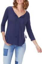 Women's Nydj Lace Tie Henley - Blue