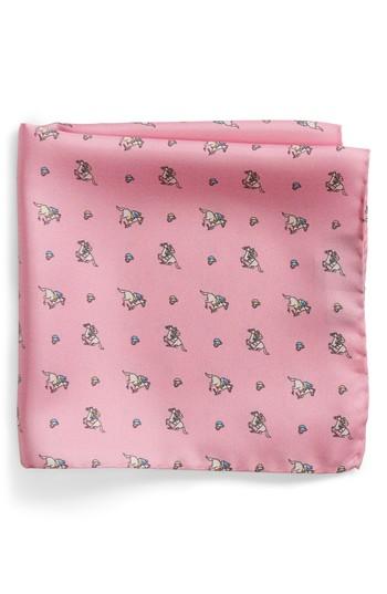 Men's Lazyjack Press Riding Derby Silk Pocket Square, Size - Pink