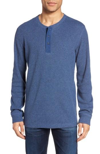 Men's Nordstrom Men's Shop Waffle Knit Thermal Henley - Blue