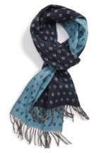 Men's Ted Baker London Diamond Pattern Fringed Scarf, Size - Blue