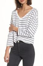 Women's Bp. Drop Shoulder Stripe Sweater - Black