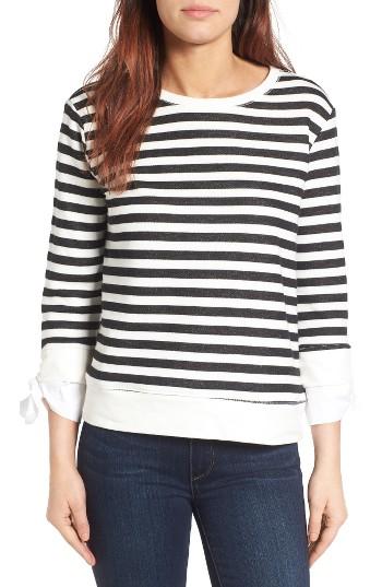 Petite Women's Gibson Tie Sleeve Sweatshirt P - Black