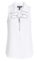 Women's Kenneth Cole New York Zip Front Flouncy Sleeveless Top - White