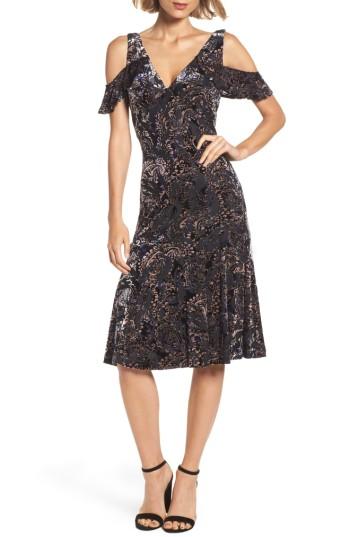 Women's Adrianna Papell Cold Shoulder Velvet Burnout Dress