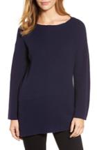 Women's Chaus Ribbed Asymmetrical Hem Sweater - Blue