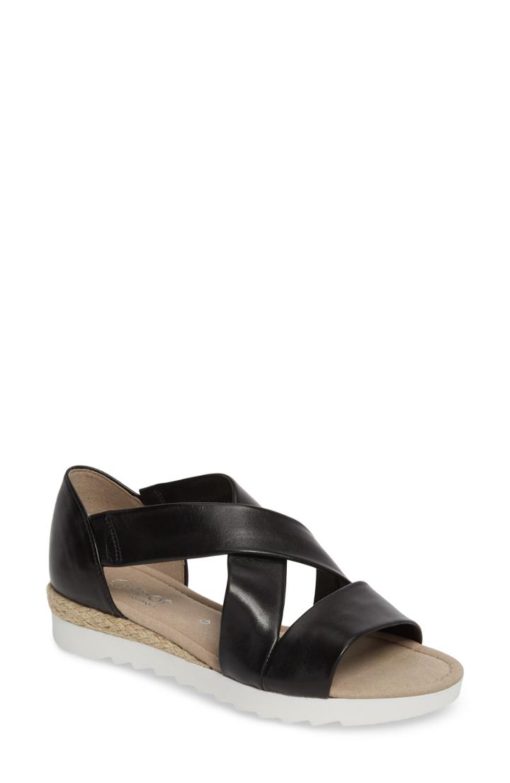 Women's Gabor Cross Strap Sandal .5 M - Black