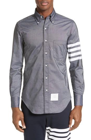 Men's Thom Browne Trim Fit Classic 4-bar Oxford Shirt - Blue
