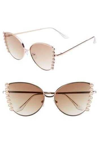 Women's Leith 58mm Imitation Pearl Edge Cat Eye Sunglasses -
