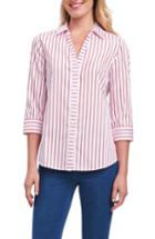 Women's Foxcroft Clio Sateen Stripe Shirt - Red