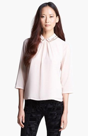 Ted Baker London 'emmbe' Embellished Collar Blouse Nude Pink