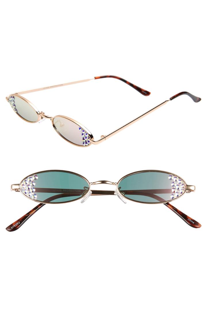 Women's Rad + Refined Mini Oval Crystal Sunglasses - Gold/ Crystal