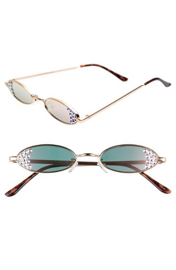 Women's Rad + Refined Mini Oval Crystal Sunglasses - Gold/ Crystal