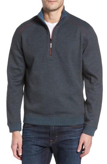 Men's Tommy Bahama Flipsider Reversible Quarter-zip Pullover, Size - Blue
