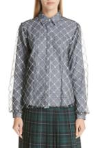 Women's Sandy Liang Embroidered Overlay Blouse - Grey