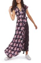 Women's Topshop Splice D-ring Floral Maxi Dress Us (fits Like 0) - Black