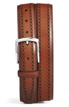 Men's Allen Edmonds Manistee Brogue Leather Belt - Walnut