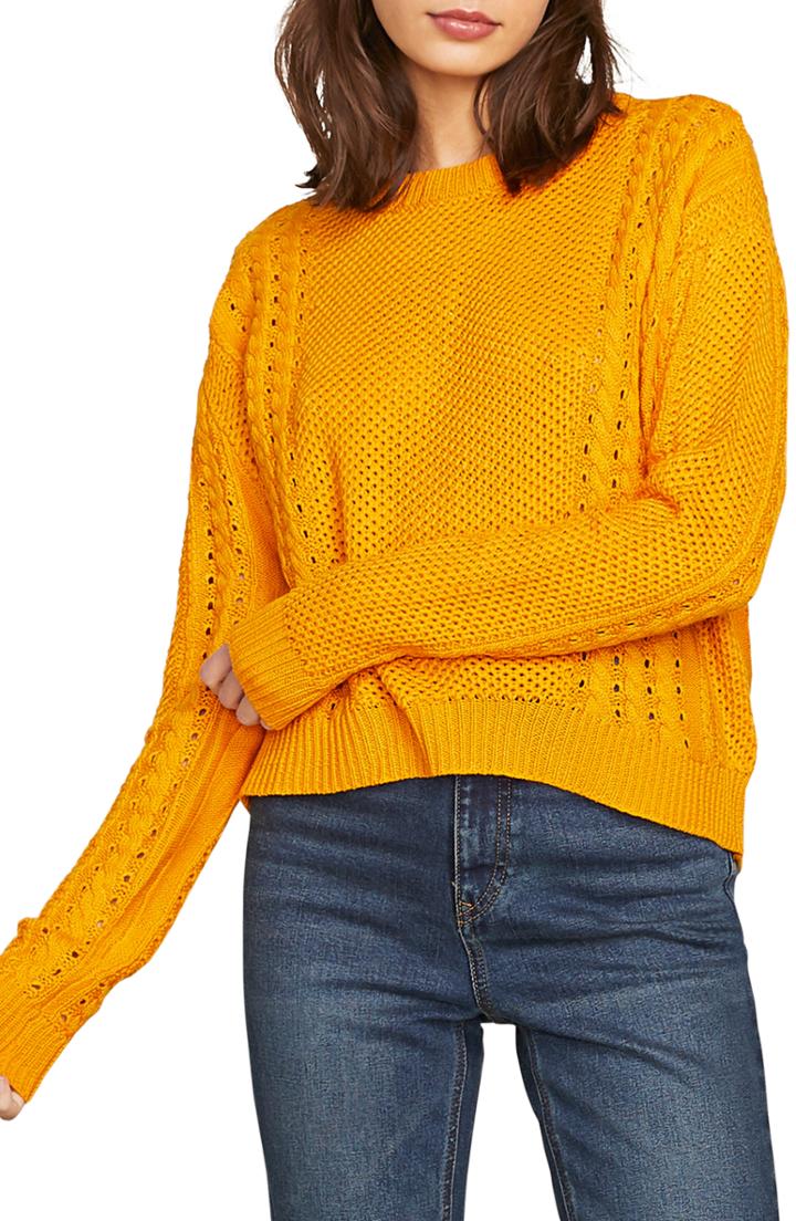 Women's Volcom Cable Bodied Sweater, Size - Yellow