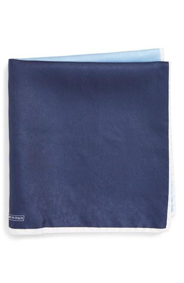 Men's Nordstrom Men's Shop Silk Pocket Square, Size - Blue