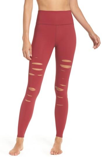 Women's Alo Ripped Airbrush Leggings - Red