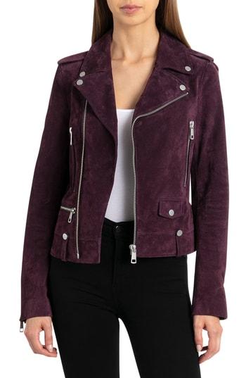Women's Bagatelle Suede Biker Jacket - Purple