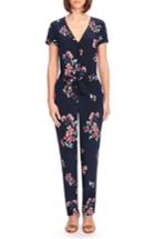 Women's Sezane Ava Floral Silk Jumpsuit Us / 34 Fr - Blue
