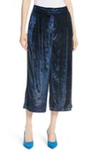 Women's Tibi Stella Metallic Velvet Wide Leg Crop Pants - Blue