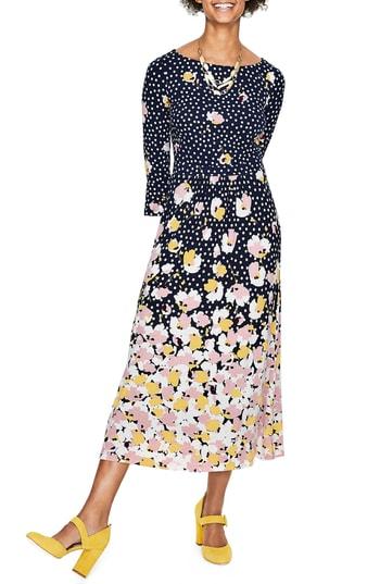 Women's Boden Blossom Jersey Midi Dress - Blue
