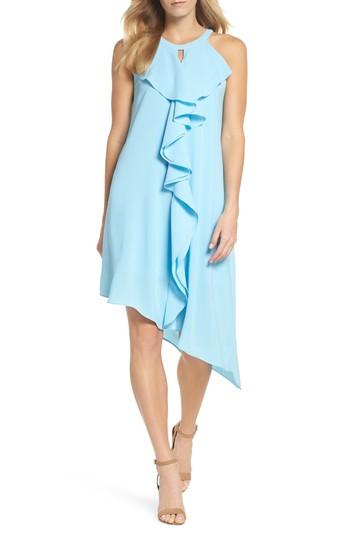 Women's Adrianna Papell Double Ruffle Gauzy Crepe Shift Dress - Blue