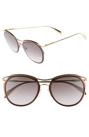 Women's Alexander Mcqueen 54mm Gradient Round Sunglasses - Gold
