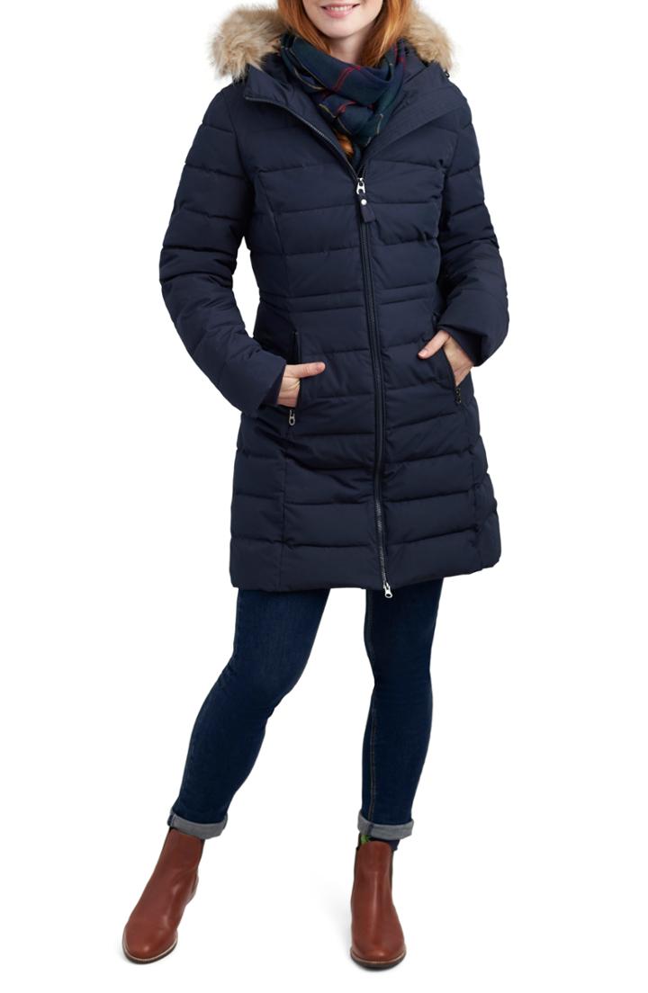 Women's Joules Sefton Longline Padded Jacket - Blue