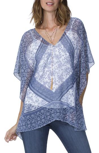 Women's Nydj Chiffon Caftan Tunic Top, Size - Blue/green