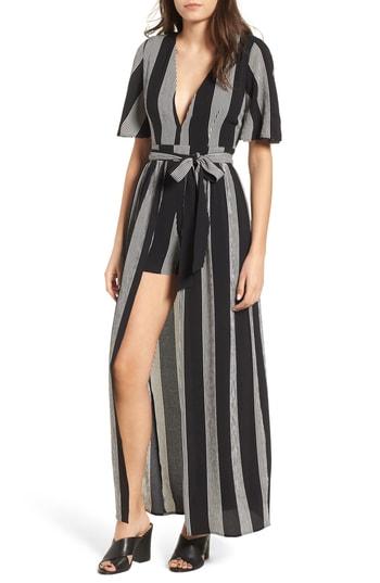 Women's Socialite Stripe Wrap Jumpsuit - Black