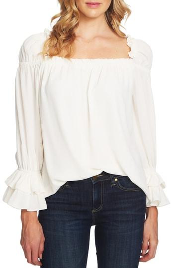 Women's Cece Square Neck Ruffle Blouse - Ivory