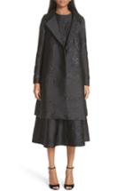 Women's Co Metallic Floral Jacquard Coat - Black