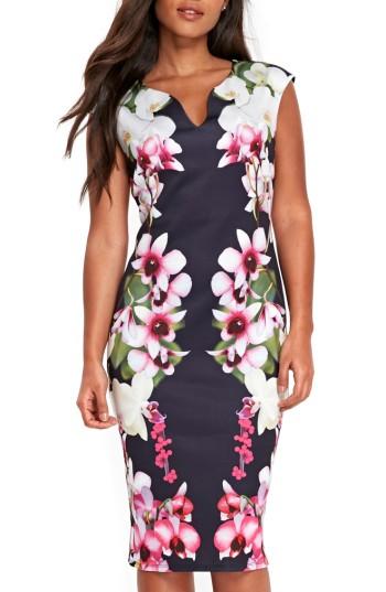Women's Wallis Summer Orchid Scuba Sheath Dress Us / 8 Uk - Blue
