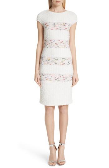 Women's St. John Collection Flagged Stripe Knit Dress - White