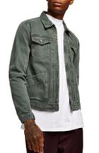 Men's Topman Zip Denim Jacket, Size - Green