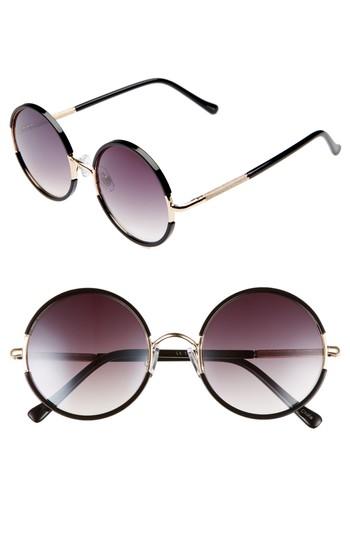 Women's Leith 52mm Gradient Round Sunglasses - Black/ Gold