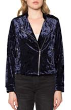 Women's Willow & Clay Velvet Moto Jacket, Size - Blue