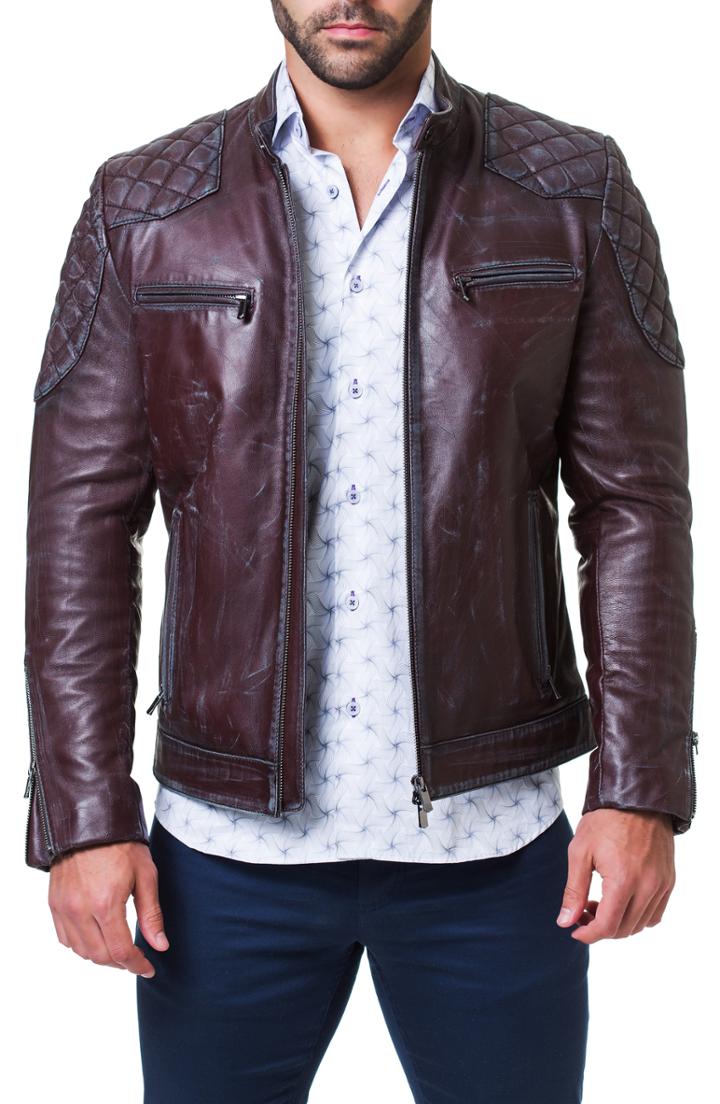 Men's Maceoo Quilted Leather Jacket (m) - Red