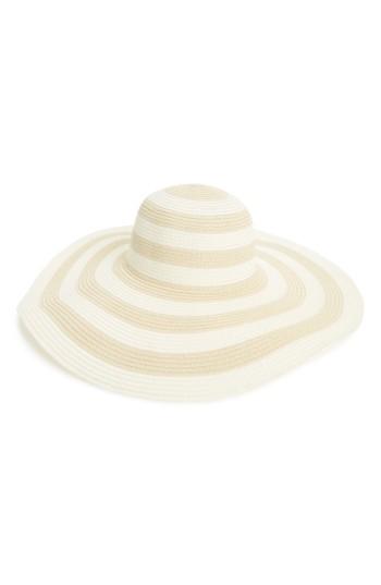 Women's La Double 7 Stripe Floppy Straw Hat - Beige