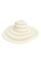 Women's La Double 7 Stripe Floppy Straw Hat - Beige