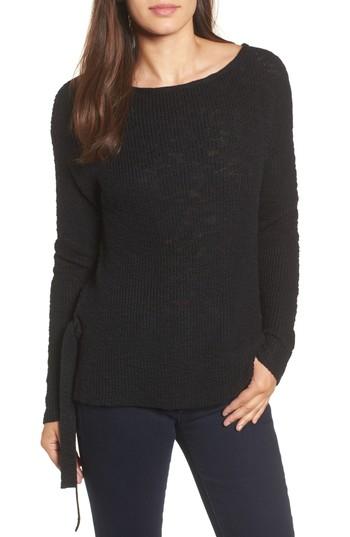 Women's Caslon Side Tie Pullover - Black