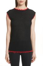 Women's Helmut Lang Frayed Edge Cashmere Shell - Black